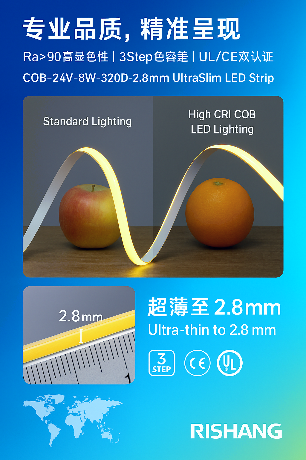 High CRI COB LED lighting showcasing true colors